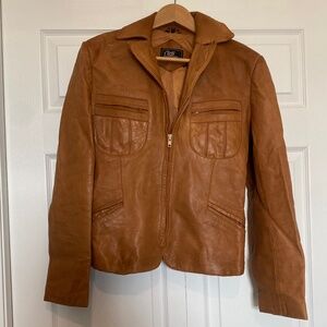 BEAUTIFUL VINTAGE EROS LEATHER JACKET CAMEL COLOR SIZE 38